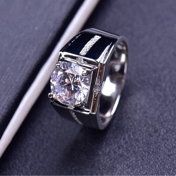 🔥925 Silver 2CT Brilliant Cut Round Moissanite Diamond men Ring Size 10.5 - Picture 8 of 8